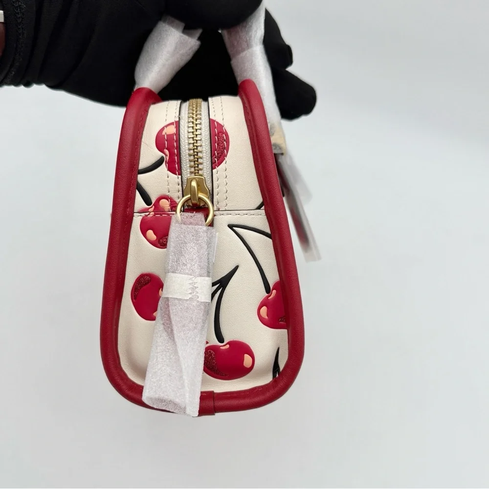 Coach Swing Zip Bag With Cherry Print Red Brass/Chalk Multi - Picture 4 of 12